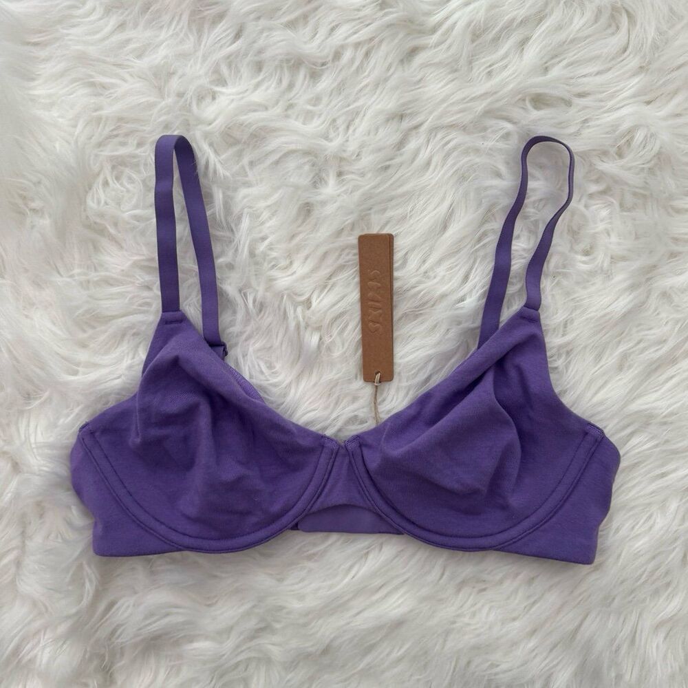 Skims Cotton Jersey T-shirt Bra Ultra Violet Size 32D